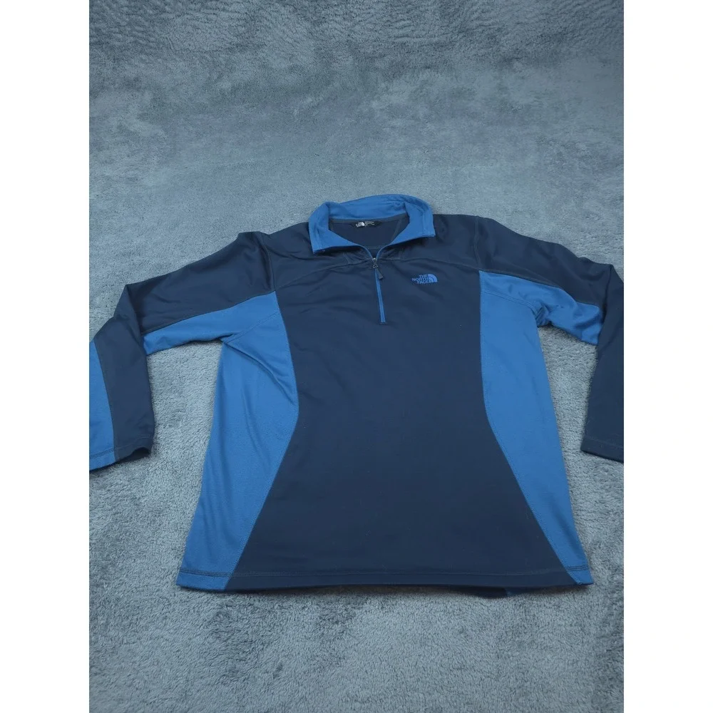North Face Pullover Mens Large Blue Black Quarter Zip Athletic Fleece Outdoors
